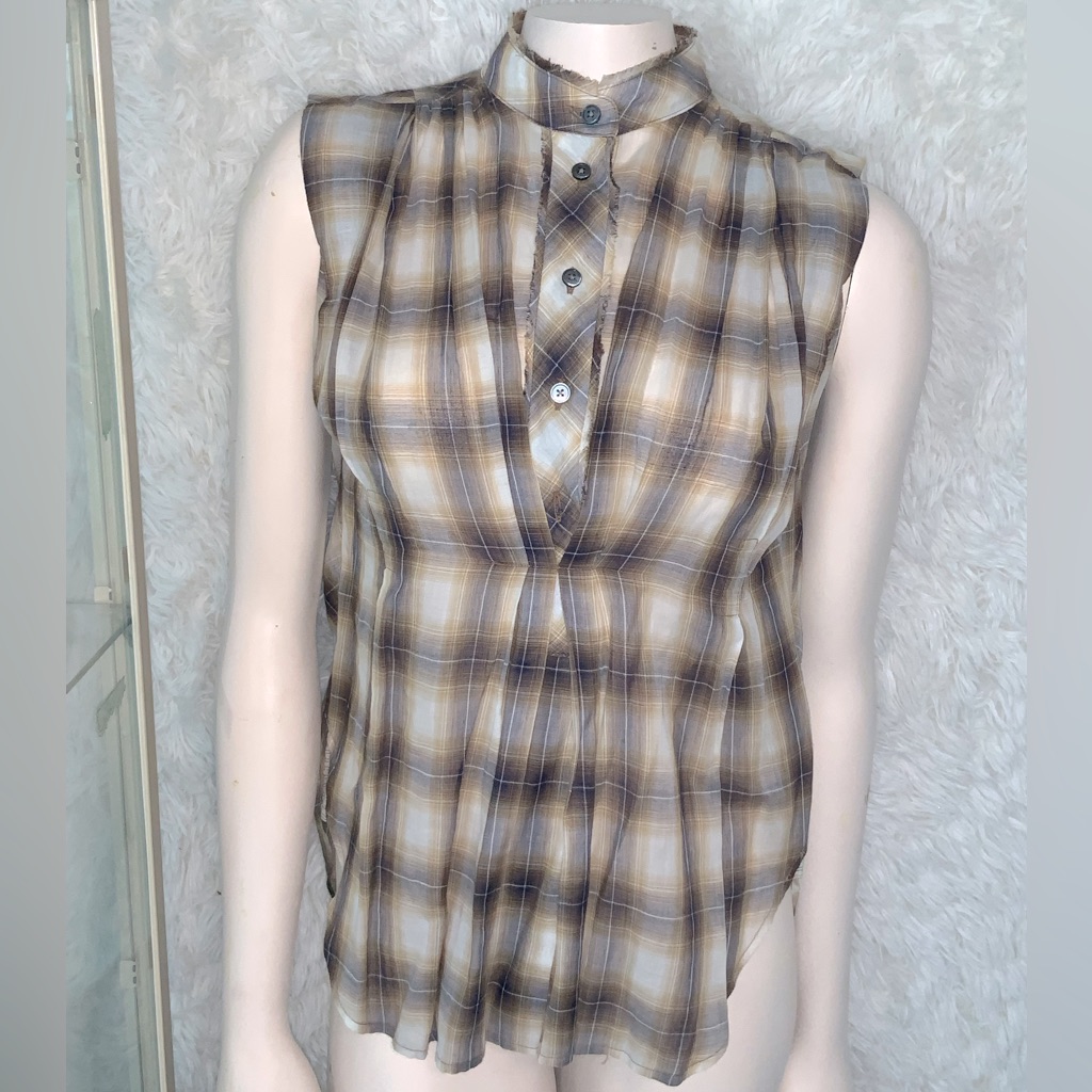 Marc Jacobs Plaid Sleeveless Blouse